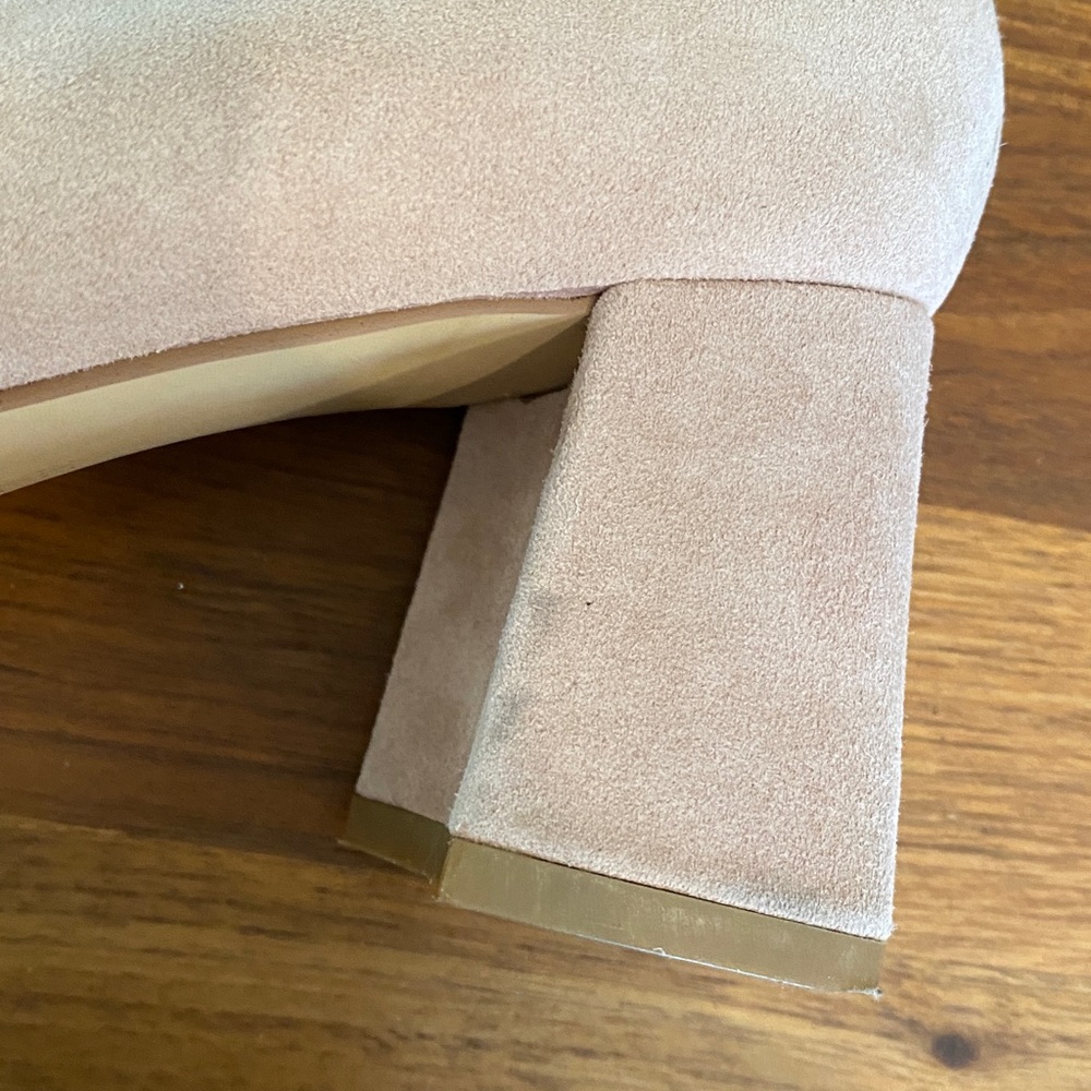 Marc Fisher Lewisa Natural Blush Suede Pointed Toe Block Heel Pumps - Picture 10 of 13